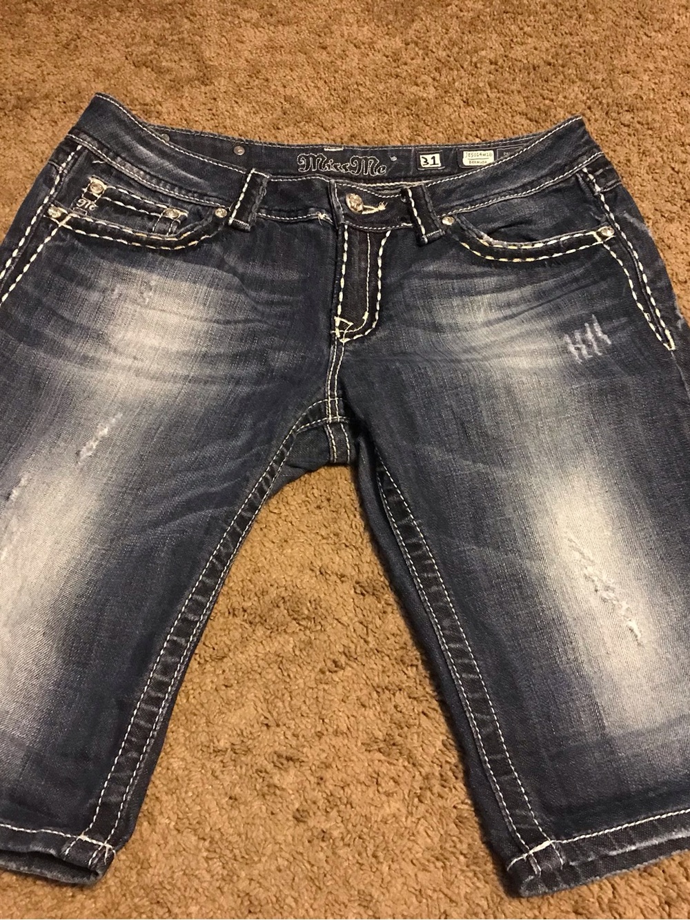 Miss Me Boyfriend Bermuda Shorts JB5014M51  size 31 Denim Flap Blue Woman